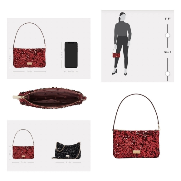 New KATE SPADE Red Kiki Sequin Convertible Wristlet NWT - Picture 5 of 7